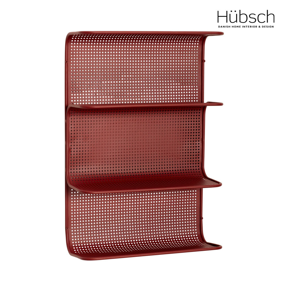 Hübsch-壁掛式暗紅色金屬網格多功能儲物架