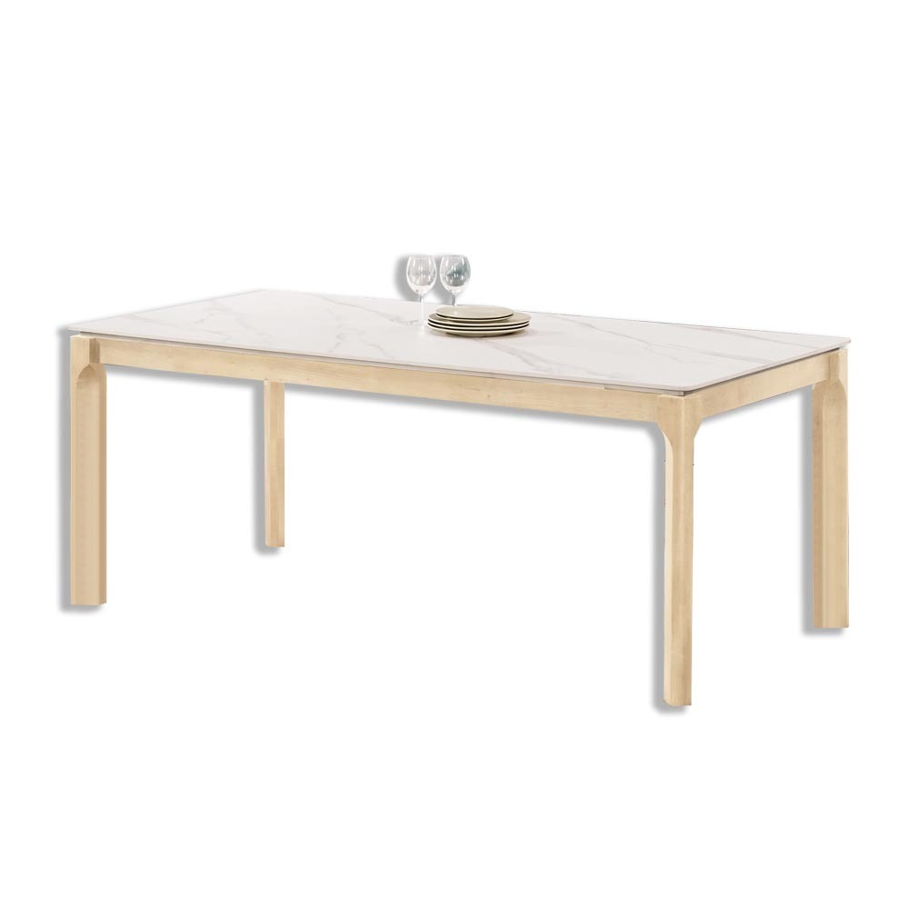 蒙德6尺北歐風白色岩板實木餐桌/工作桌/長桌/會議桌