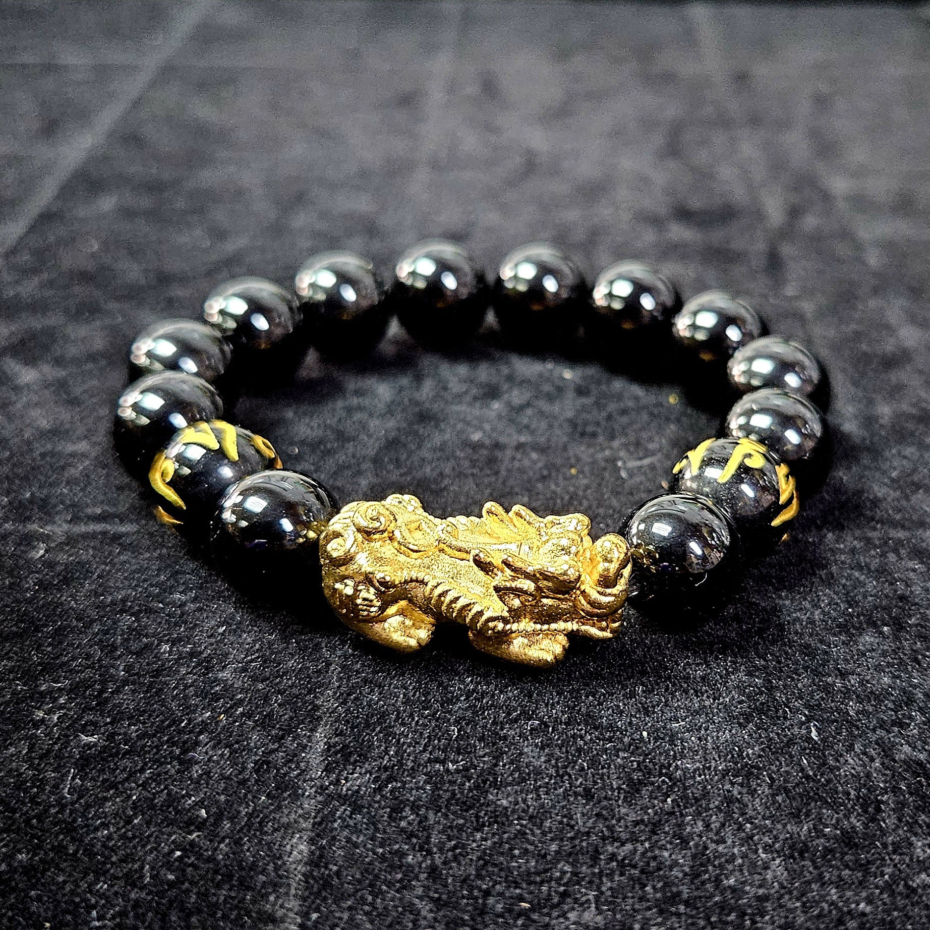 🔮能量水晶🔮六字真言黑曜貔貅手鍊(T7 CR61)