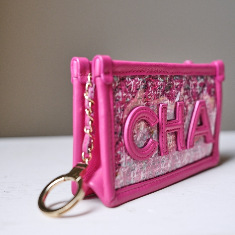 Chanel 桃紅毛呢編織零錢包