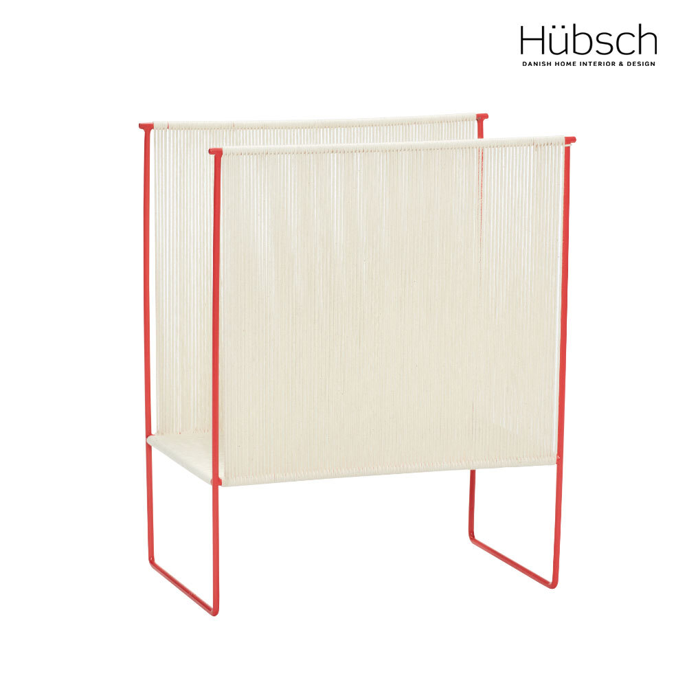 Hübsch-紅色金屬異材質細繩雜誌架