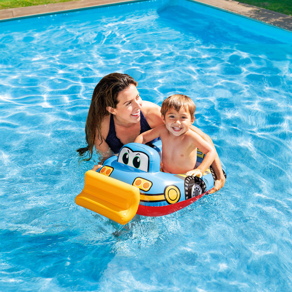 汽車造型坐式充氣泳圈水泡 - 藍