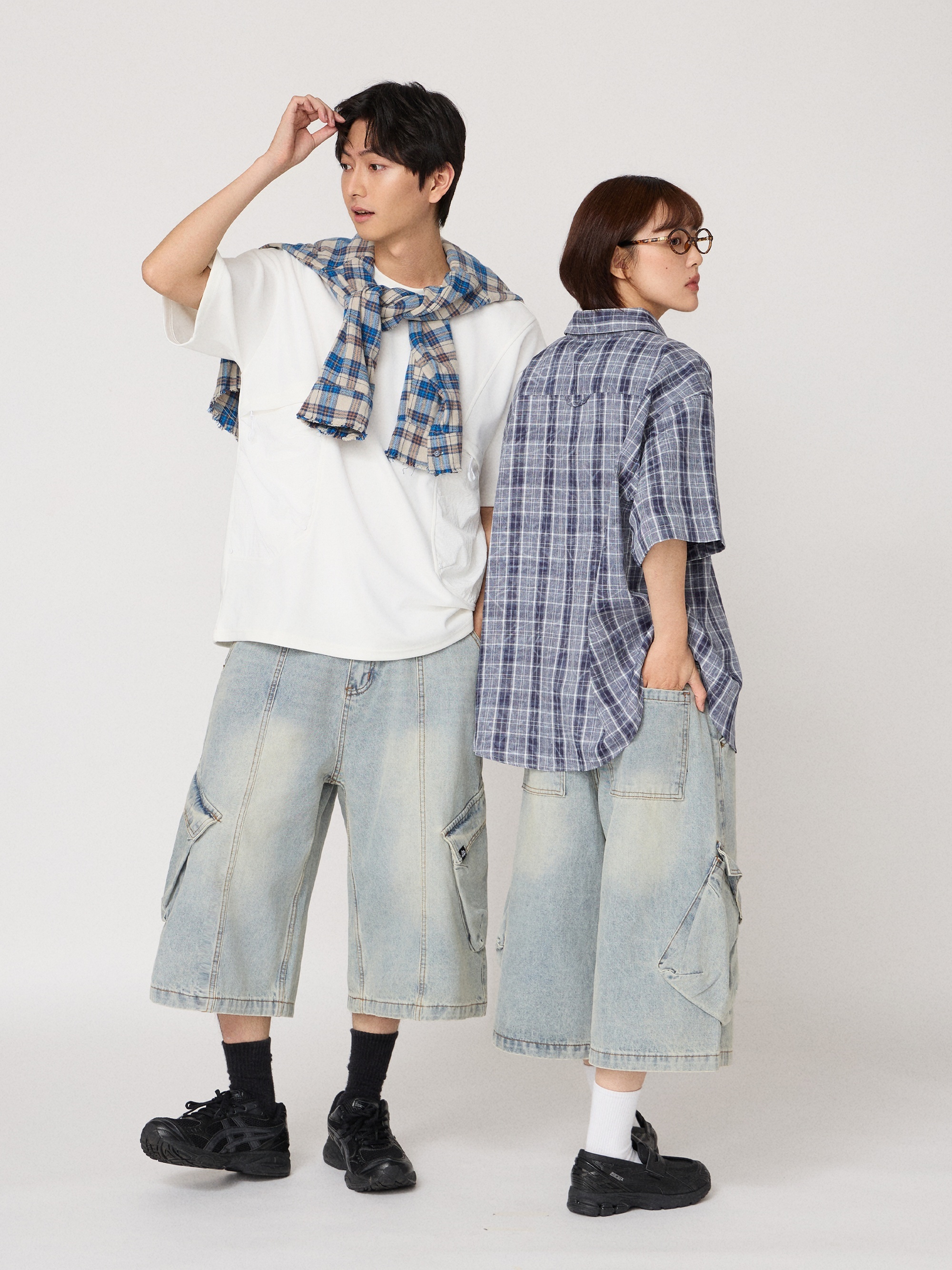 丹寧硬派七分褲