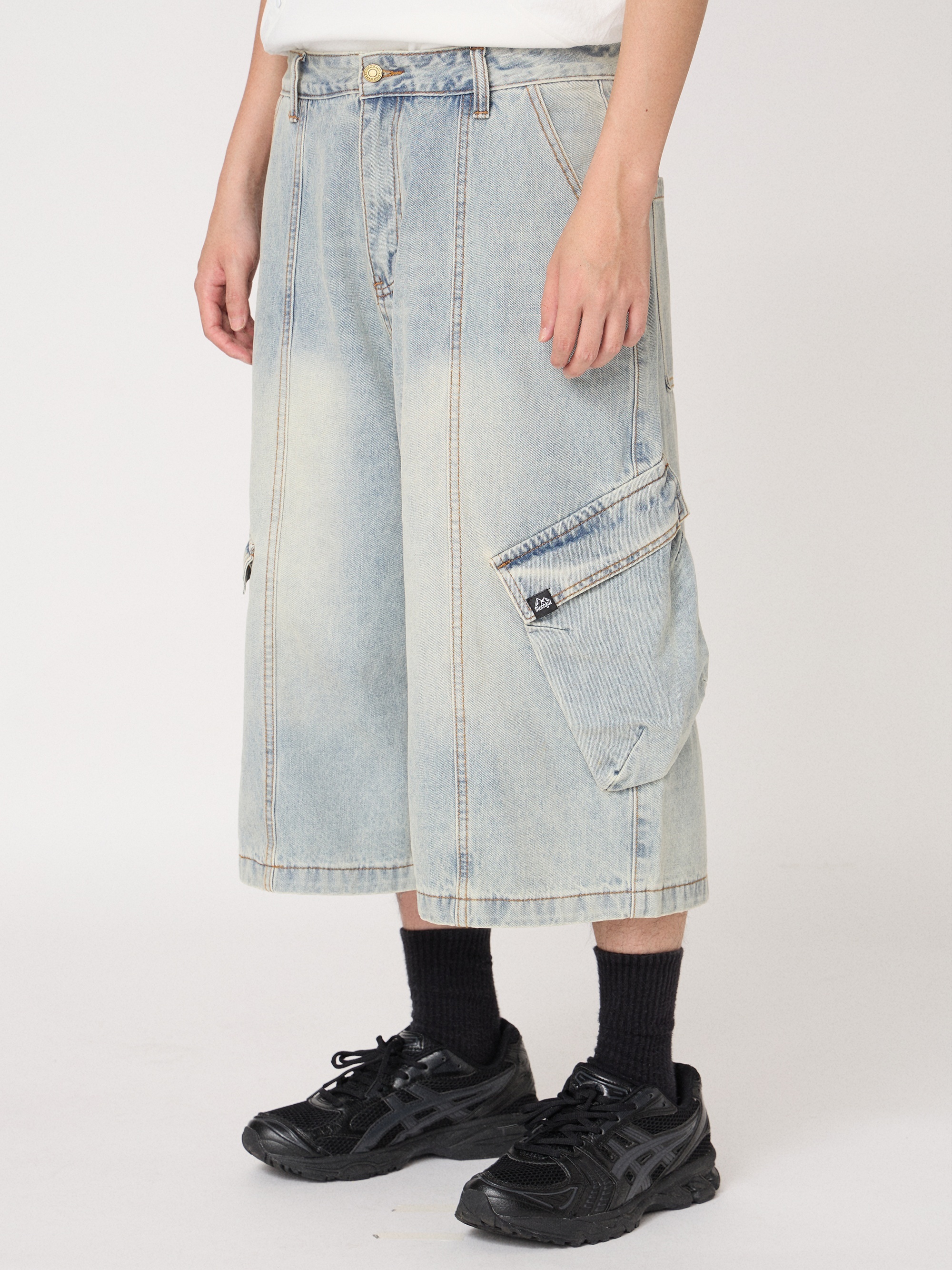 丹寧硬派七分褲