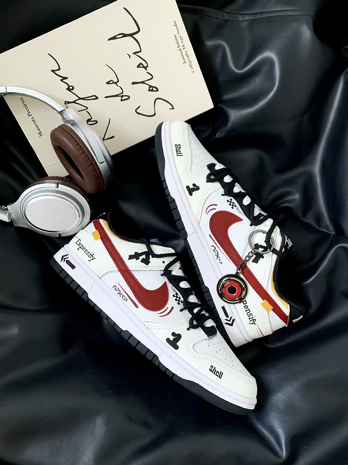 【訂製鞋款】Nike Dunk Low X F1 APXGP 致敬款 血輪眼 紅勾勾 白紅 雙鞋帶 休閒鞋