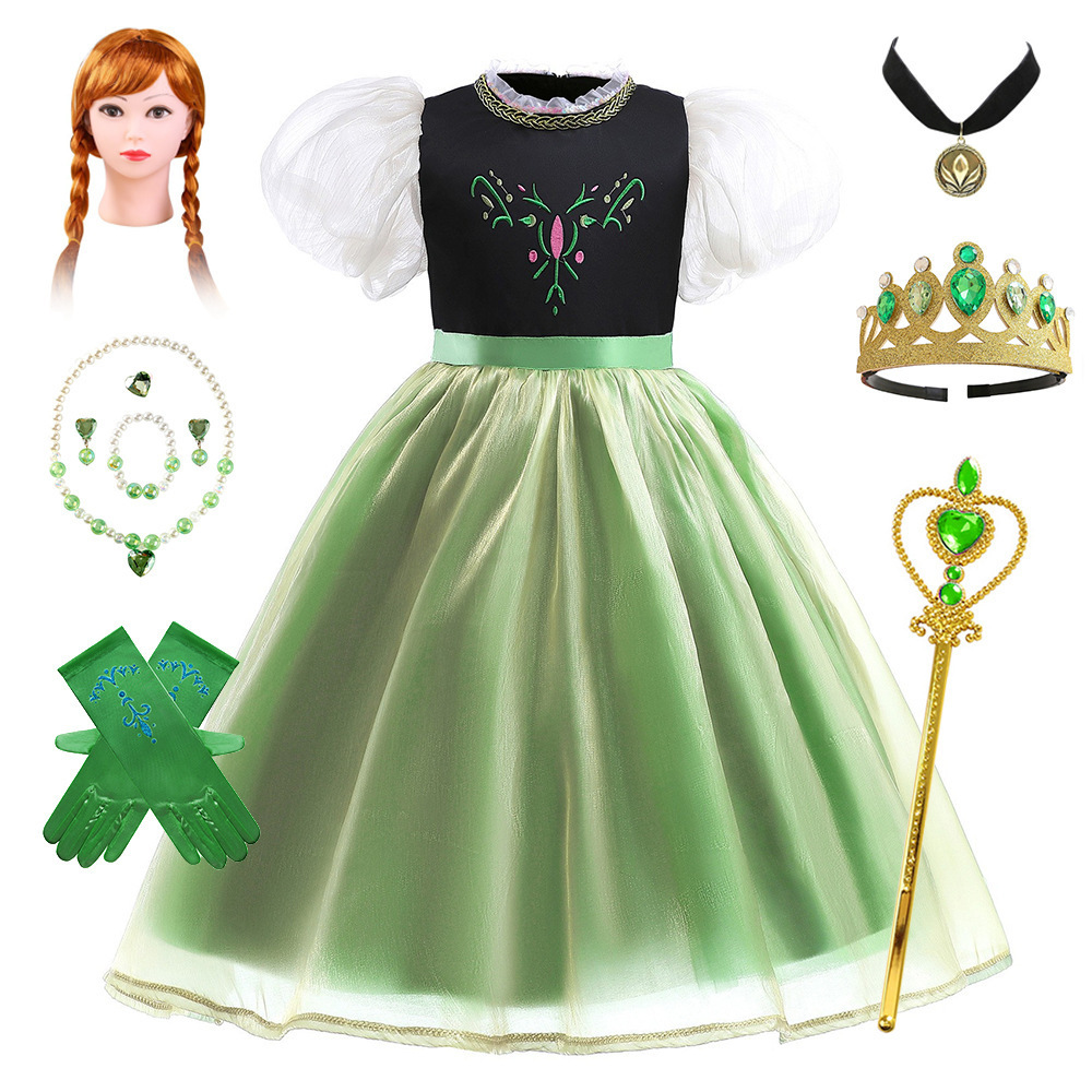 萬聖節 冰雪奇緣安娜公主禮服 澎袖款 100-150cm #C04