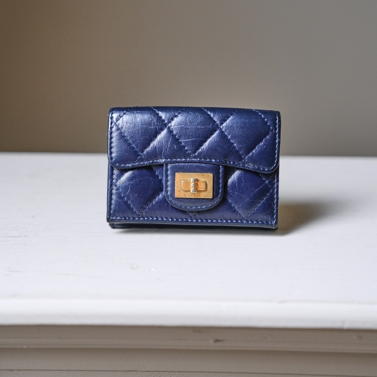 Chanel 2.55藍色三折短夾