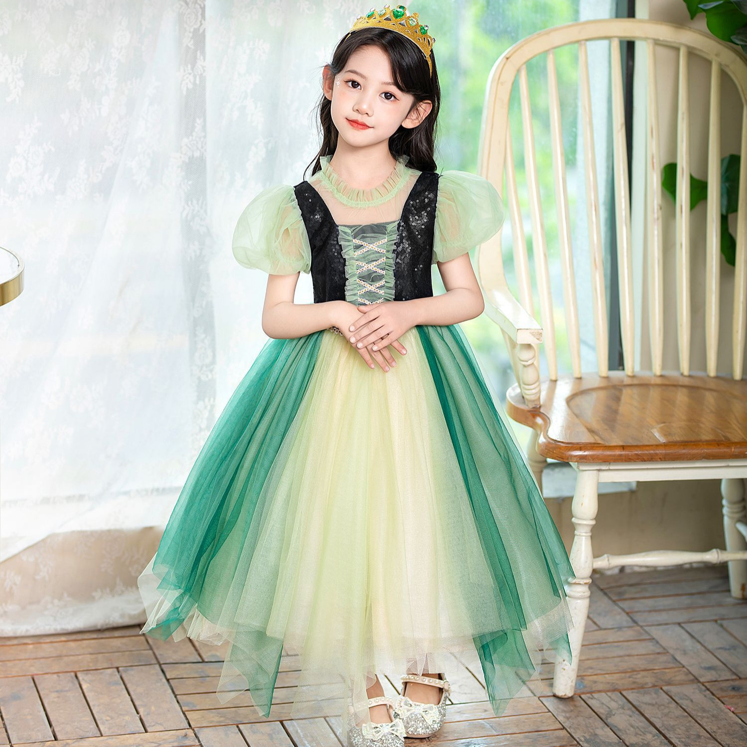 萬聖節 冰雪奇緣安娜公主禮服 漸層款 100-150cm #RA66