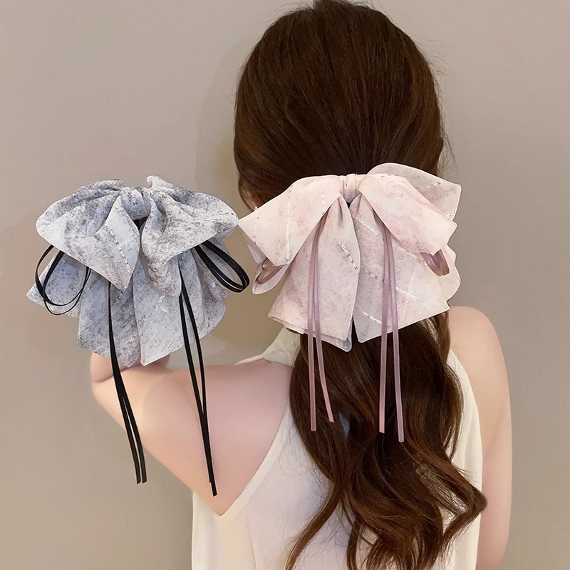 Chiffon Ribbon Bow Ponytail Claw