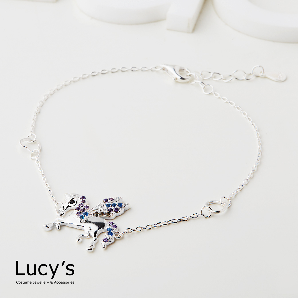 925純銀 愛心飛馬 手鍊 (123342)