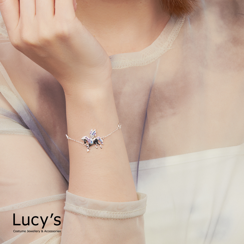 925純銀 愛心飛馬 手鍊 (123342)