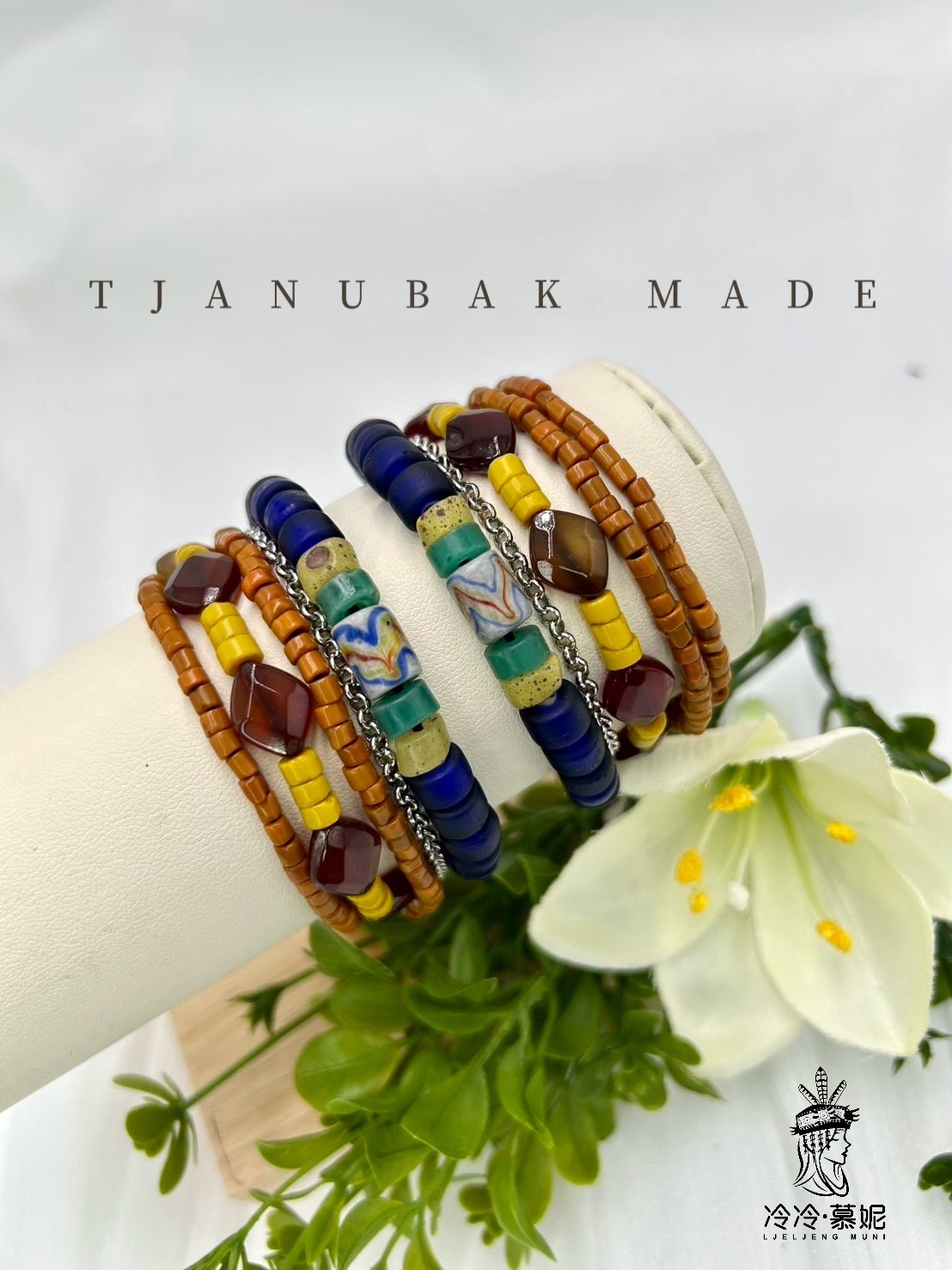 W-No.97貿易老珠四條式手鍊16cm