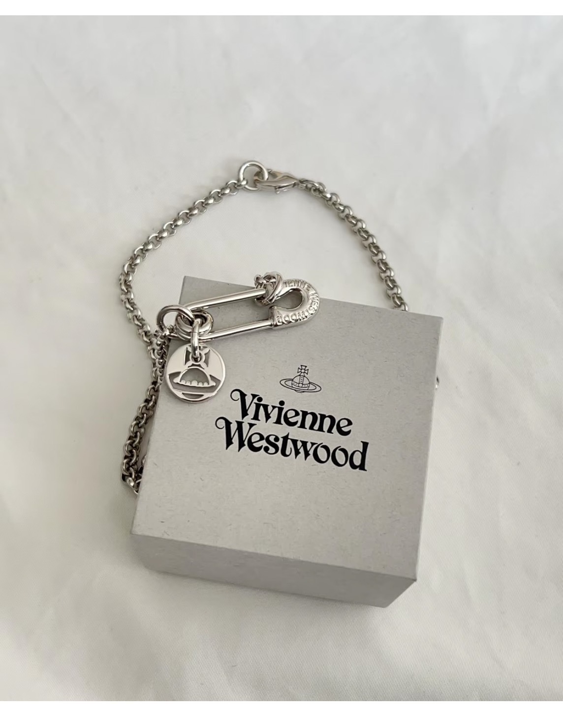 <送男友>Vivienne Westwood Man Imogene Necklace 西太后 薇薇安 迴紋針 吊墜 黃銅 項鍊 男款 銀