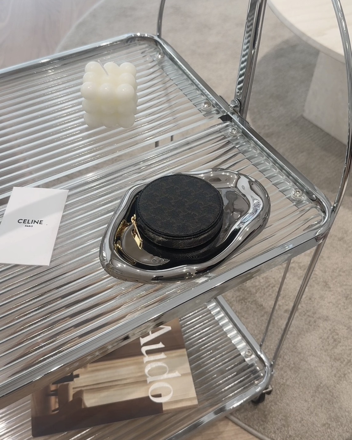 CELINE｜凱旋門印花零錢包 黑老花