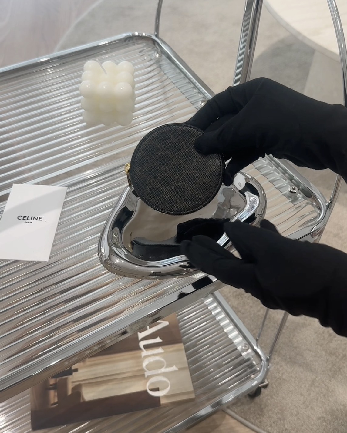 CELINE｜凱旋門印花零錢包 黑老花