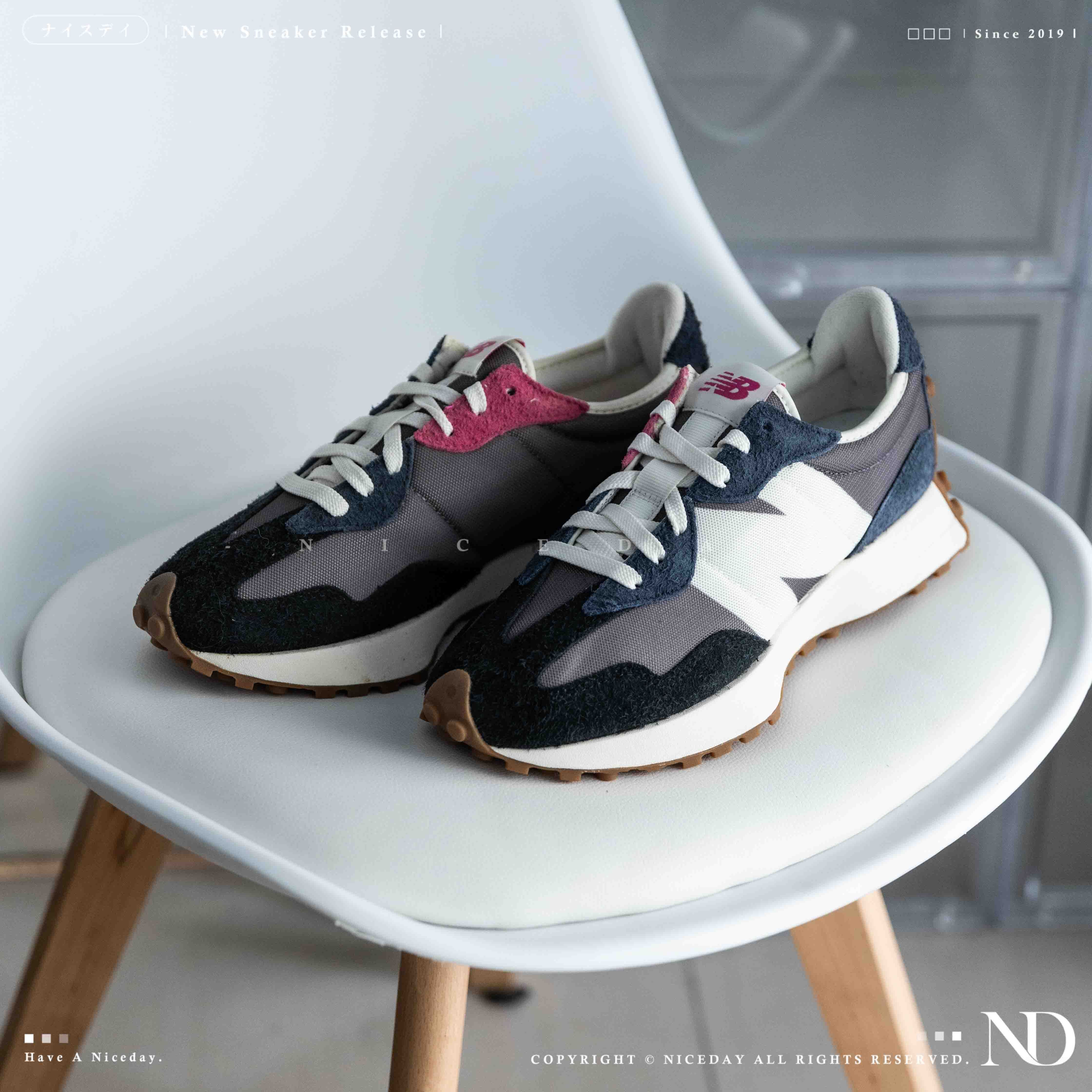 【 零碼出清 】New Balance 327 復古 休閒 黑白藍 灰藍色 MS327SFB