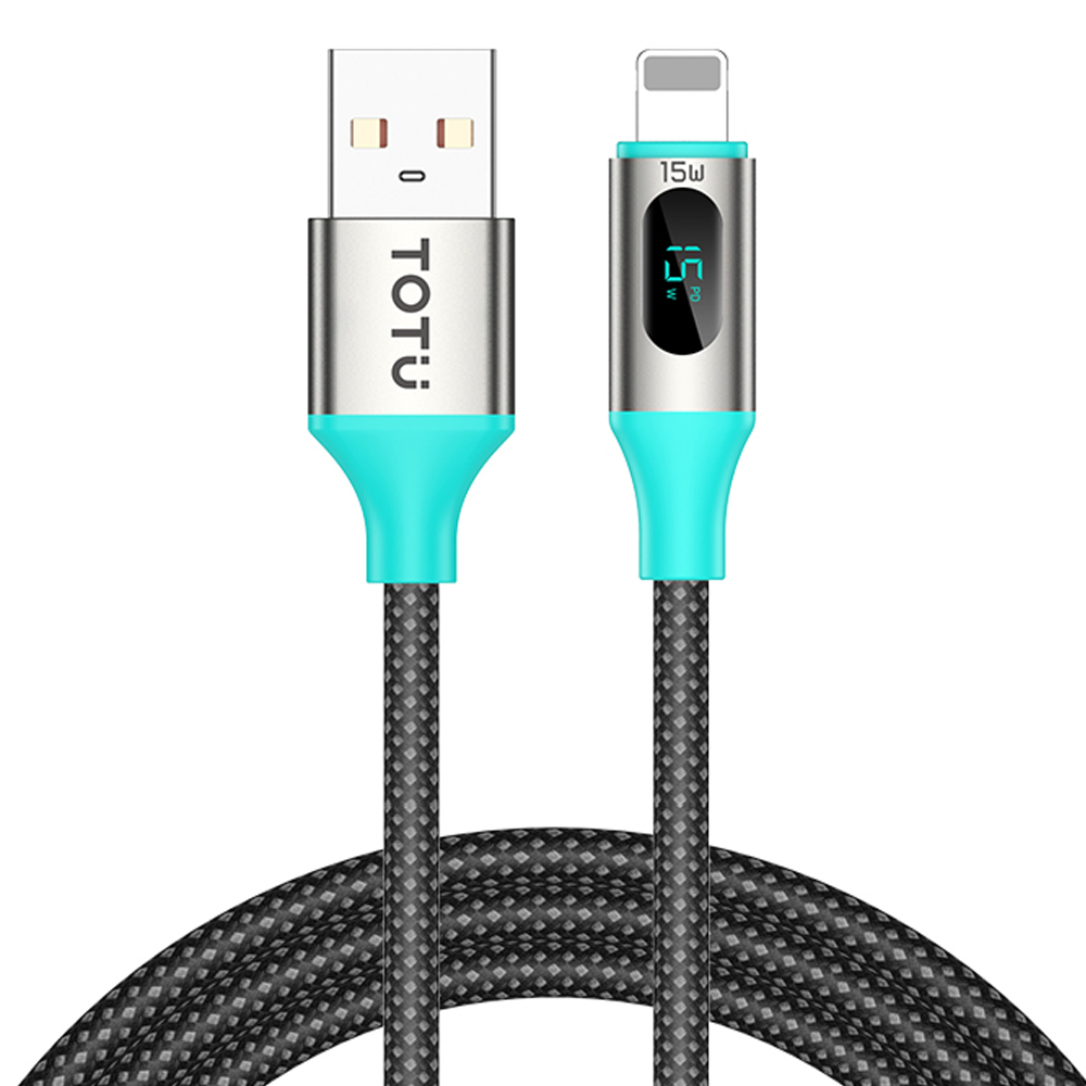TOTU 拓途 智能數顯 Lightning/iPhone充電線傳輸線編織快充線 LED FastPro系列 1.2M