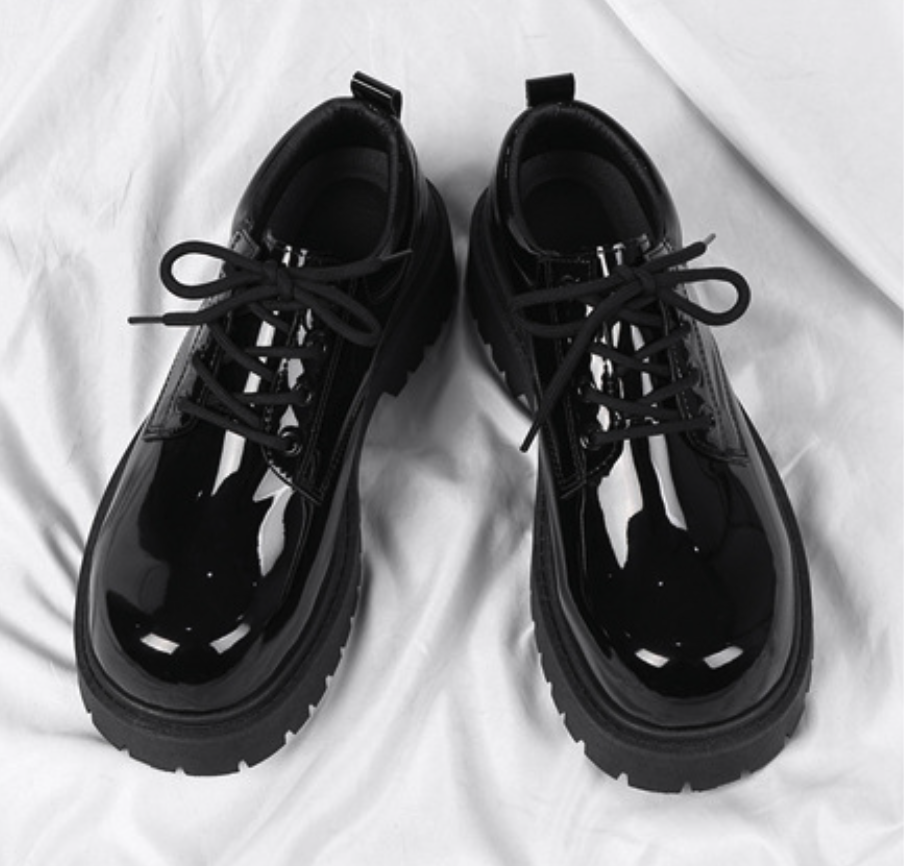 （亮面）韓版5cm厚底增高德比鞋，小個子穿搭必備