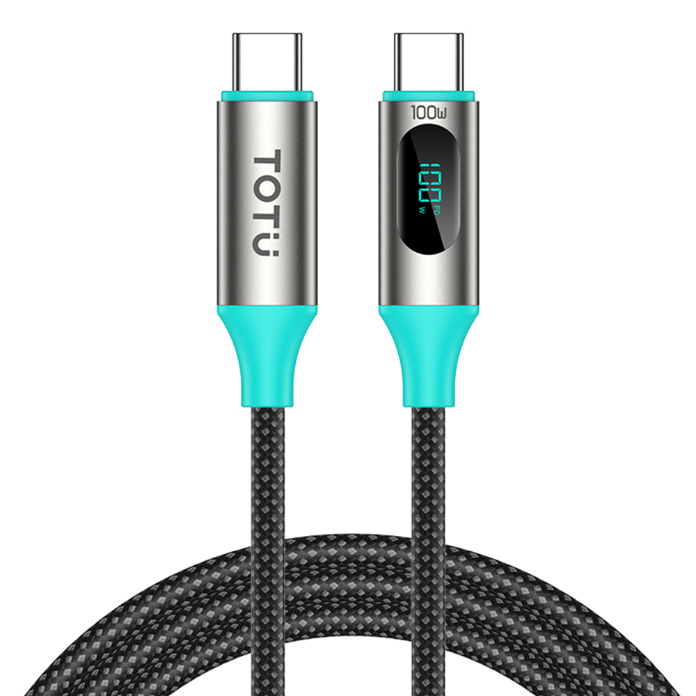 TOTU 拓途 智能數顯 雙Type-C/PD充電線傳輸線編織快充線 QC4.0 LED FastPro系列 1.2M