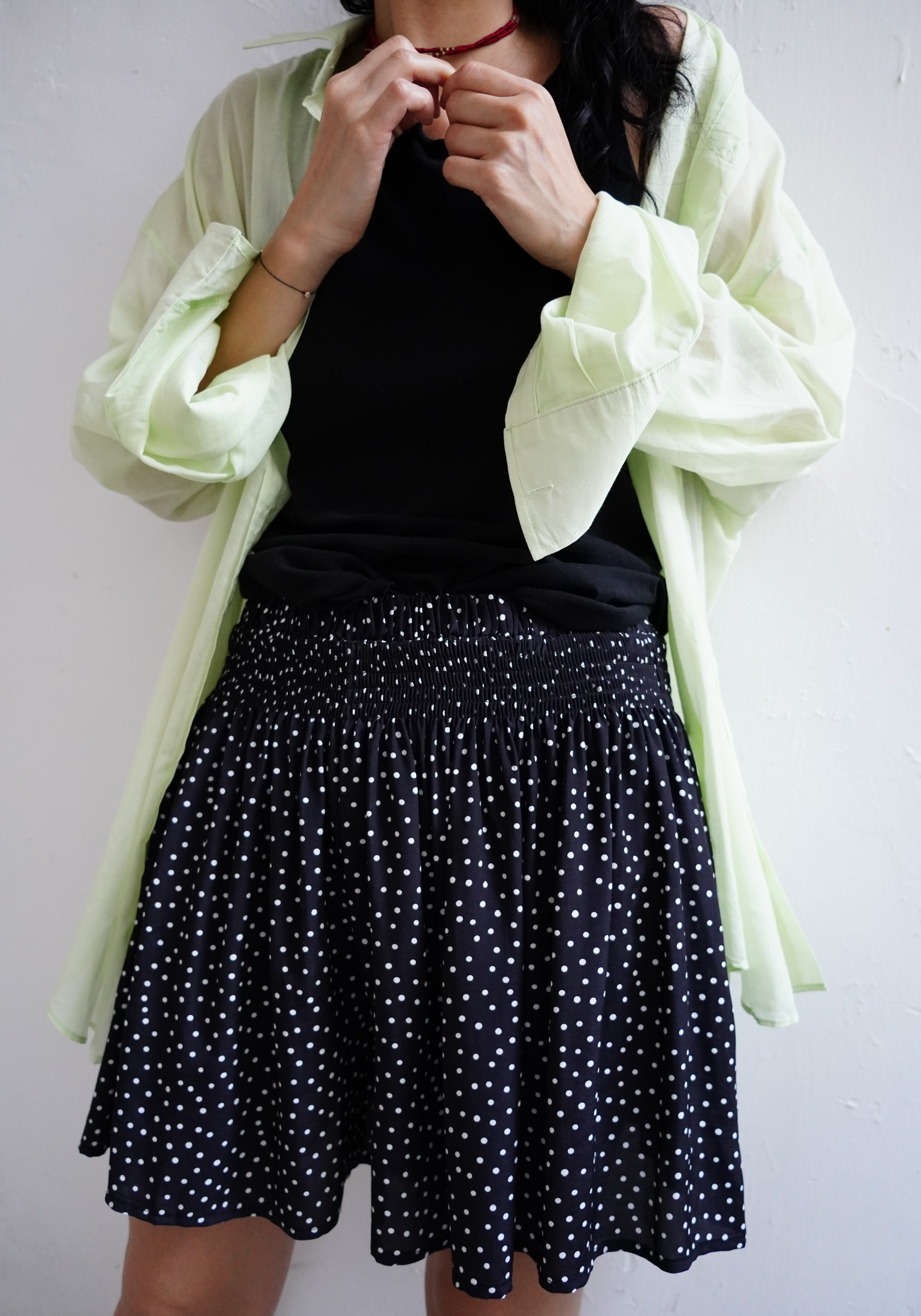 Polka dot elastic shorts