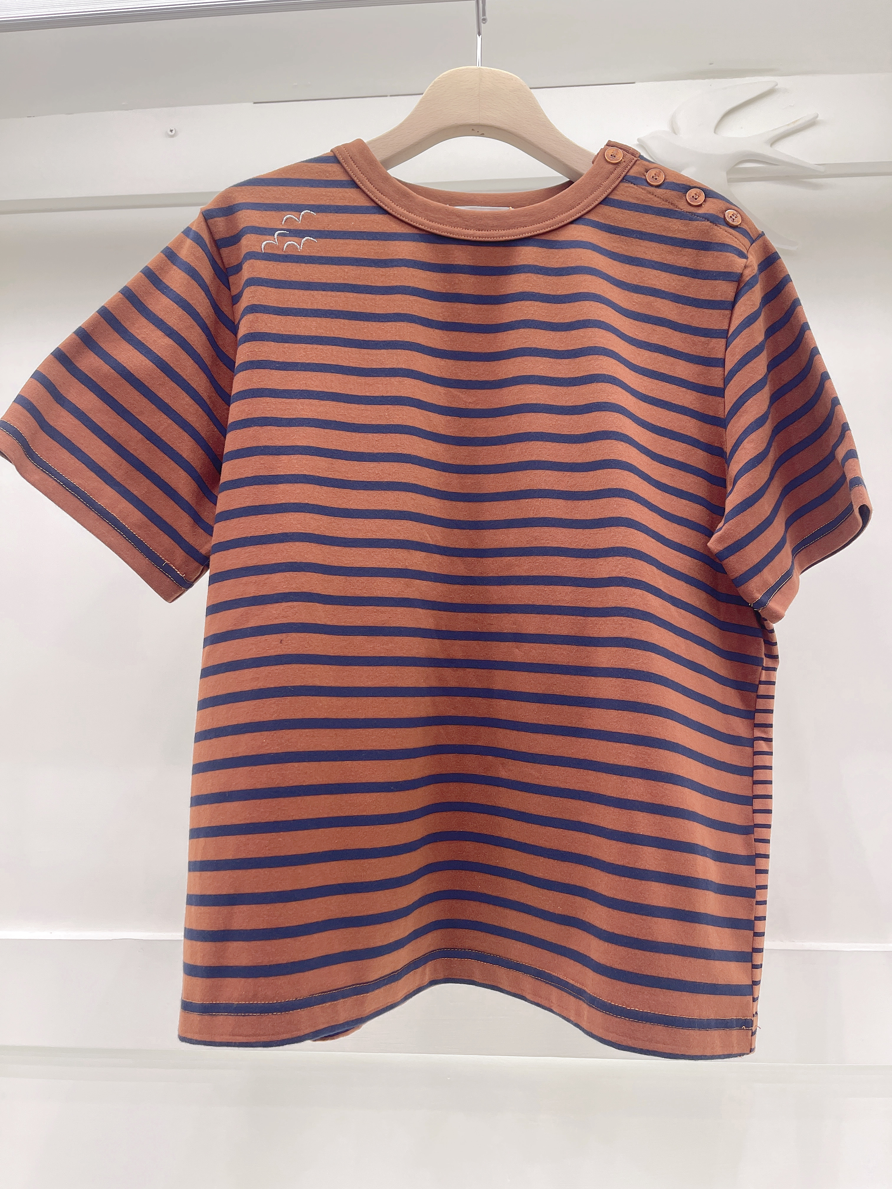 橫條水手造型釦上衣