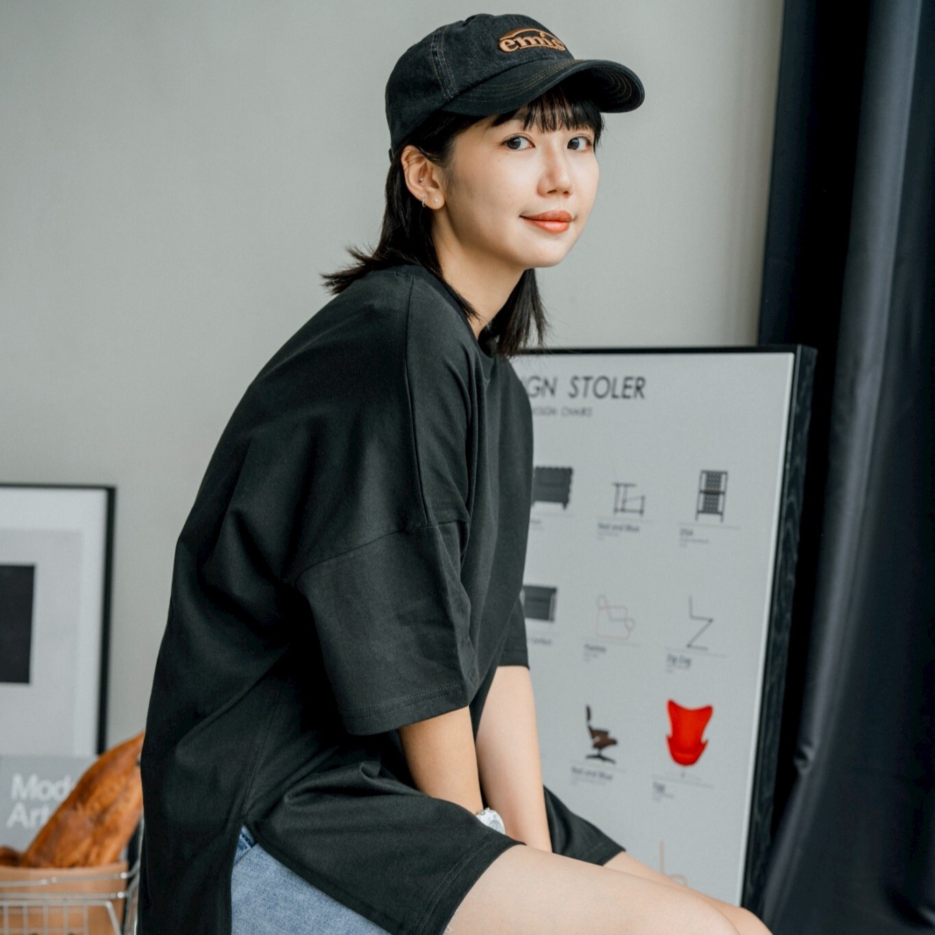 SBG 純棉開叉長版落肩T T1201