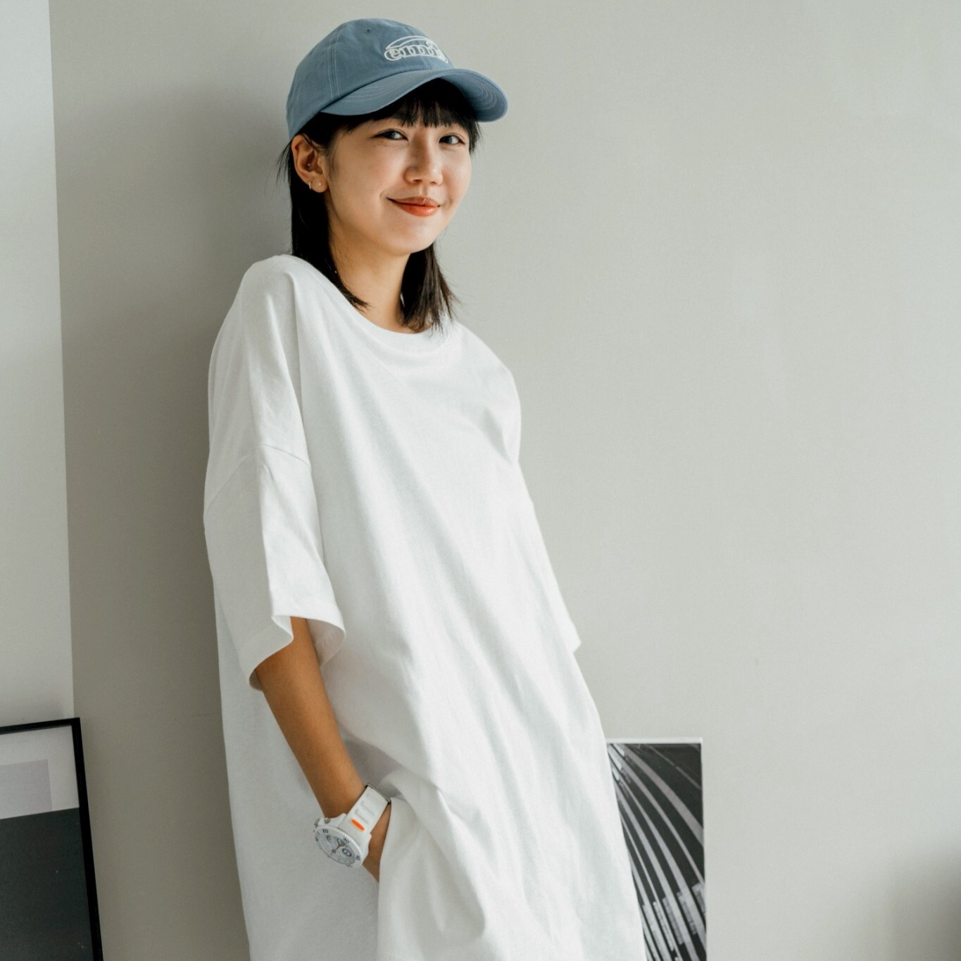 SBG 純棉開叉長版落肩T T1201