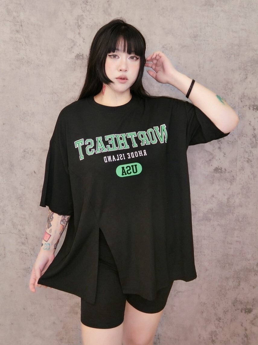 美式英文開衩+瑜伽馬褲套裝