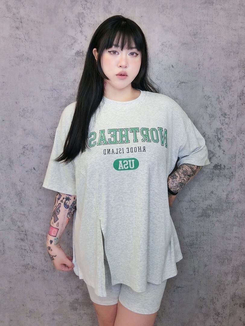 美式英文開衩+瑜伽馬褲套裝