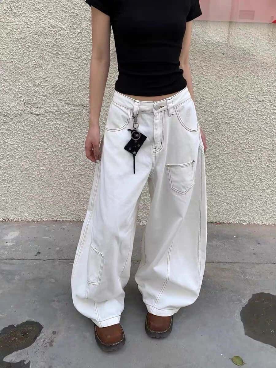 車線口袋彎刀褲