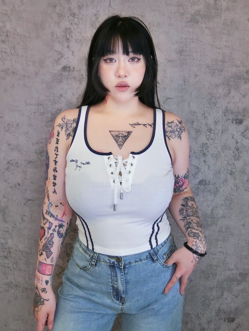 美式蕾絲滾邊收腰背心