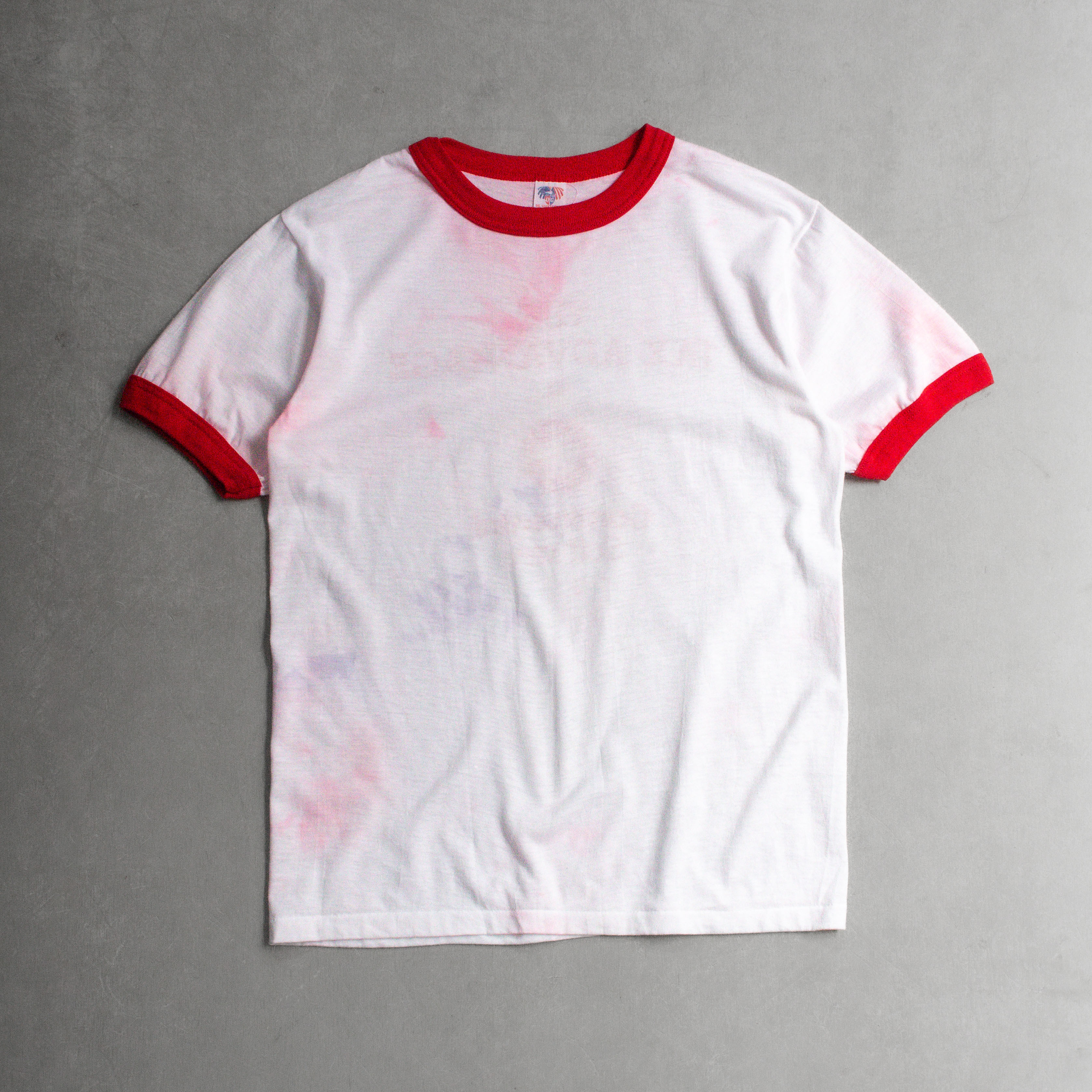 80-90S VINTAGE RINGER TEE 美國製 紅白 圖案 滾邊 短袖 T恤