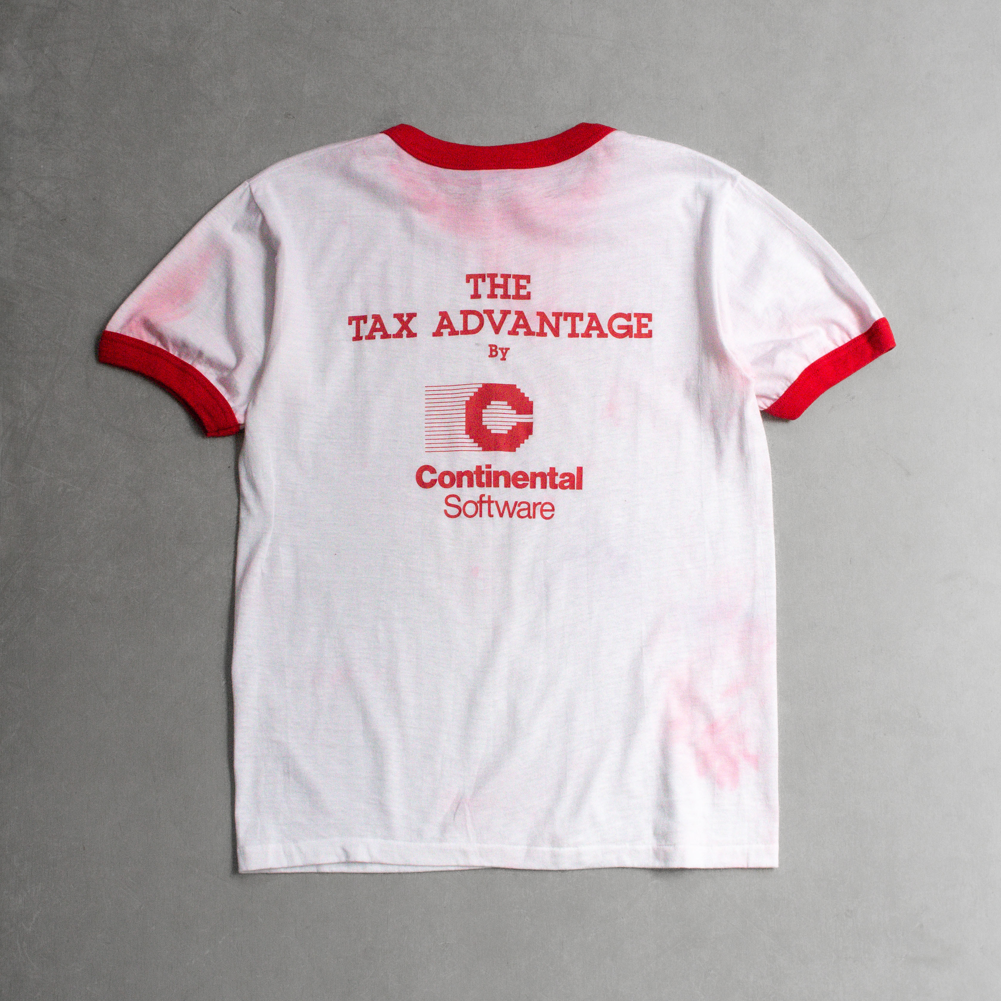 80-90S VINTAGE RINGER TEE 美國製 紅白 圖案 滾邊 短袖 T恤