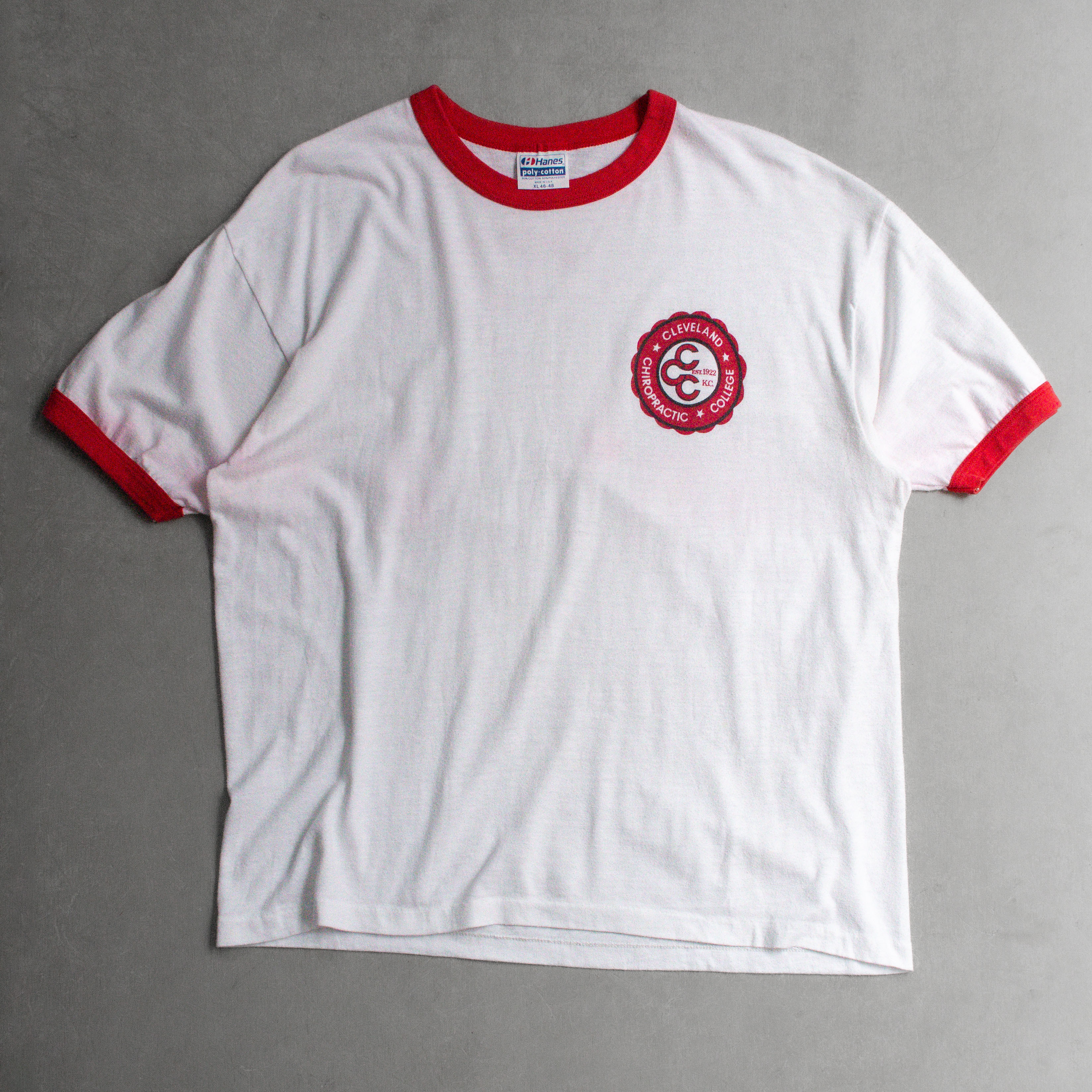 80-90S VINTAGE HANES RINGER TEE 美國製 紅白 圖案 滾邊 短袖 T恤