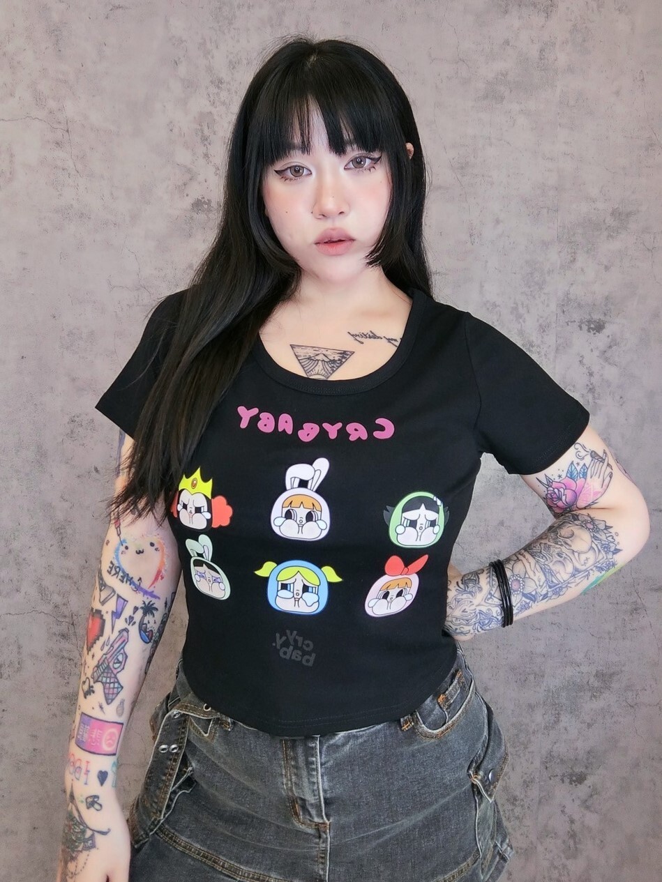 飛天小女警哭哭短T