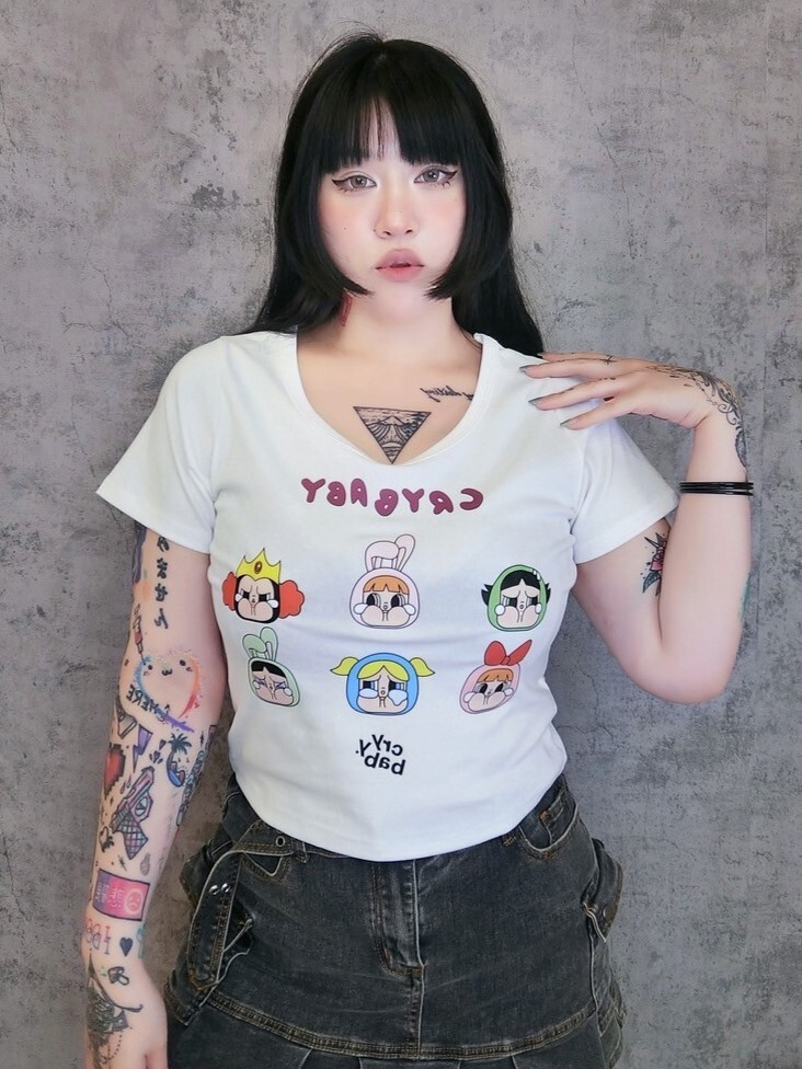 飛天小女警哭哭短T