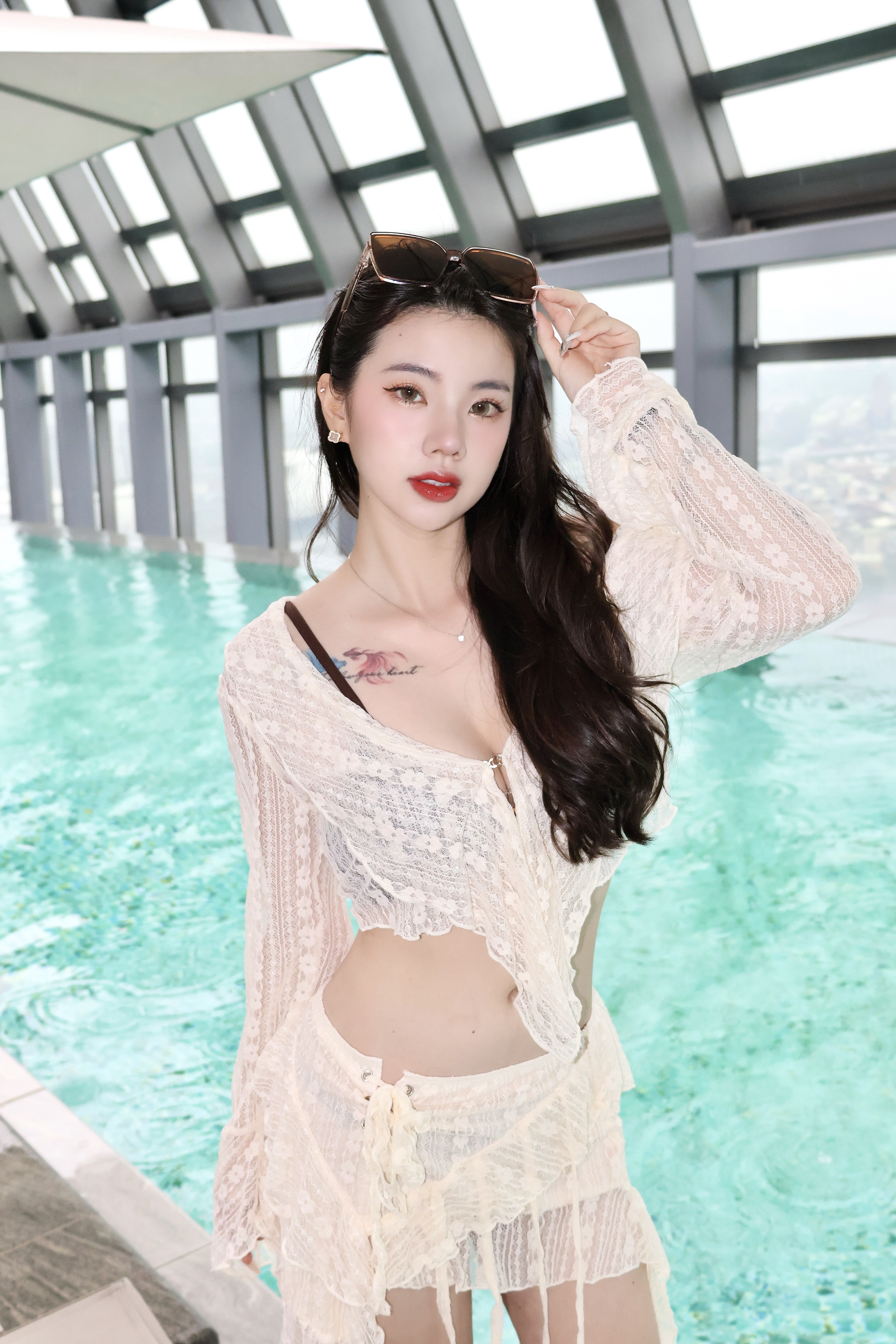 慵懶純慾🧁鏤空蕾絲泳衣