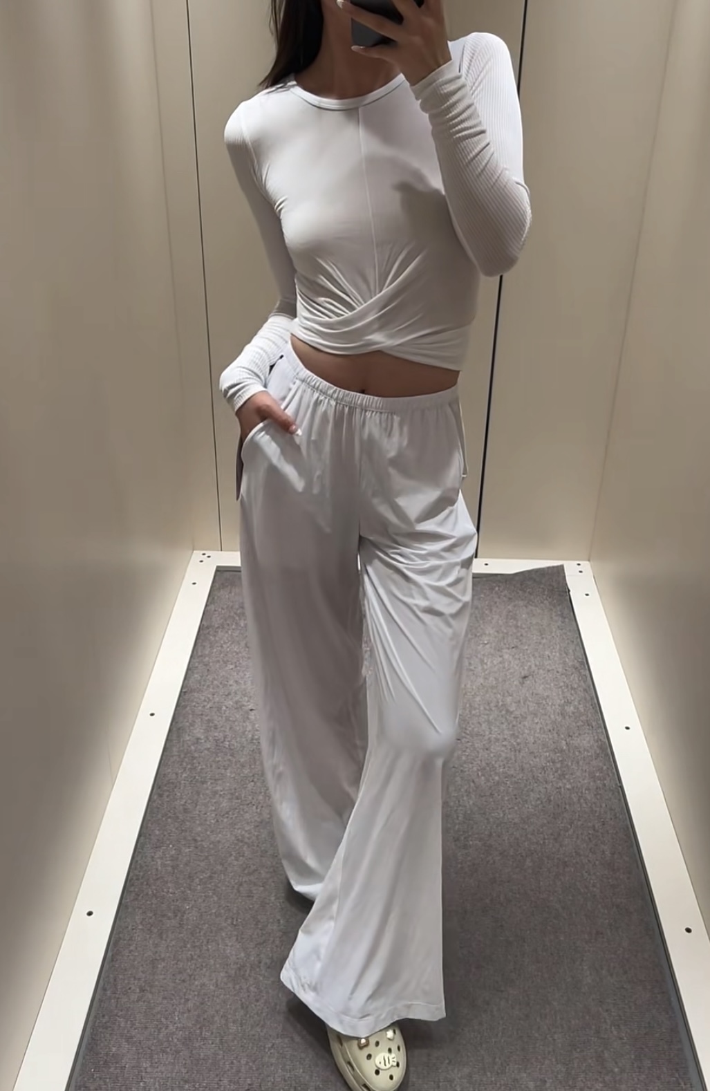 alo yoga  純色長袖T-shirt 白色