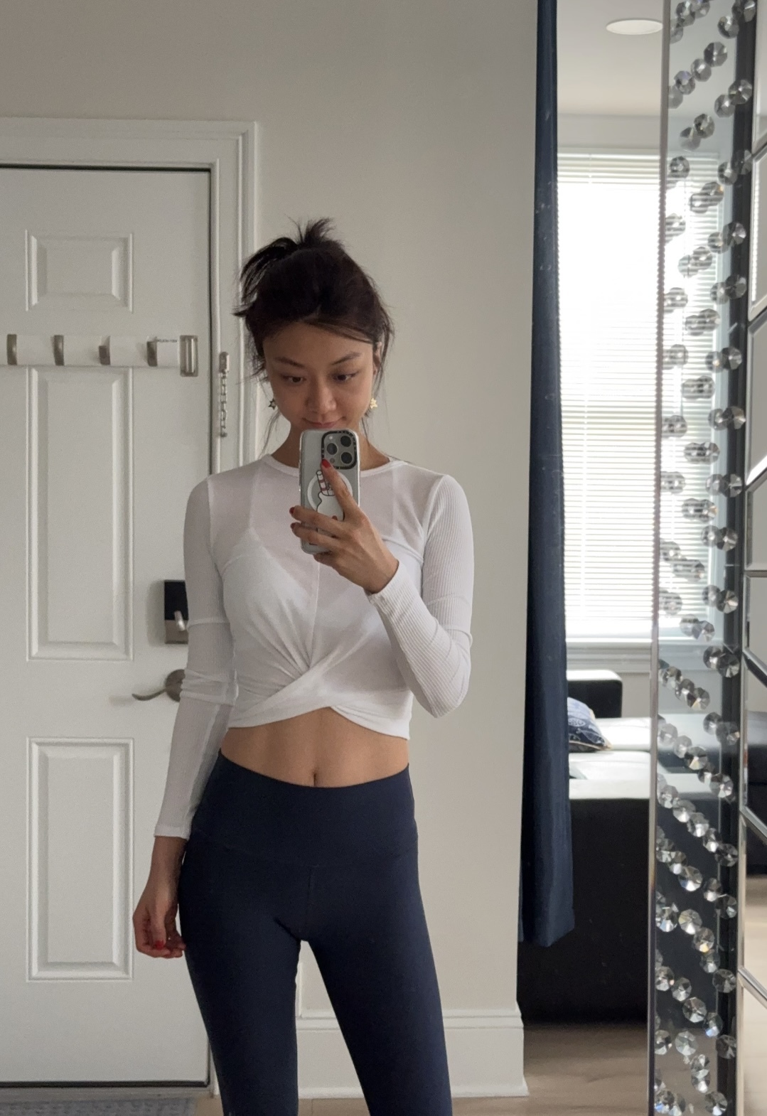 alo yoga  純色長袖T-shirt 白色