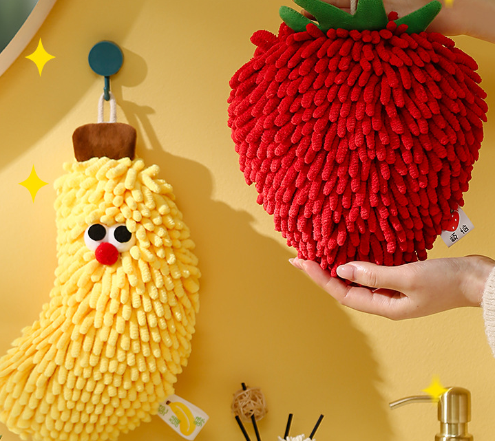 《6155》大眼睛水果造型雪尼爾造型擦手巾