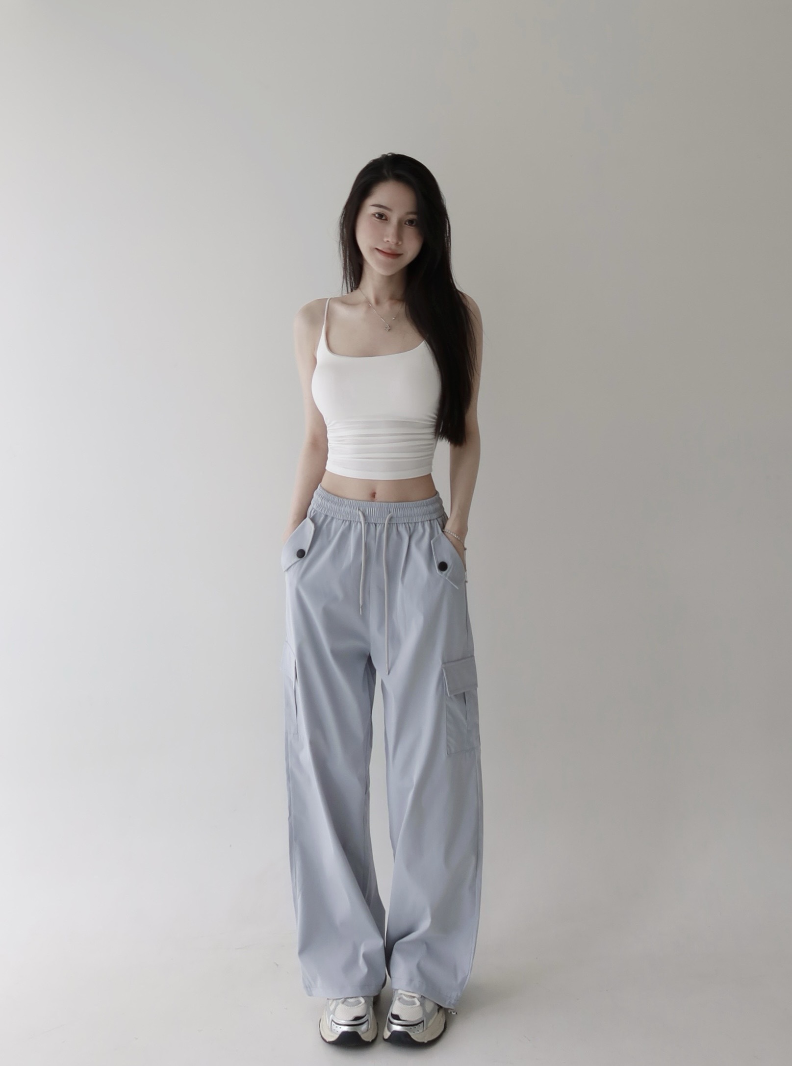 復古口袋工裝寬褲