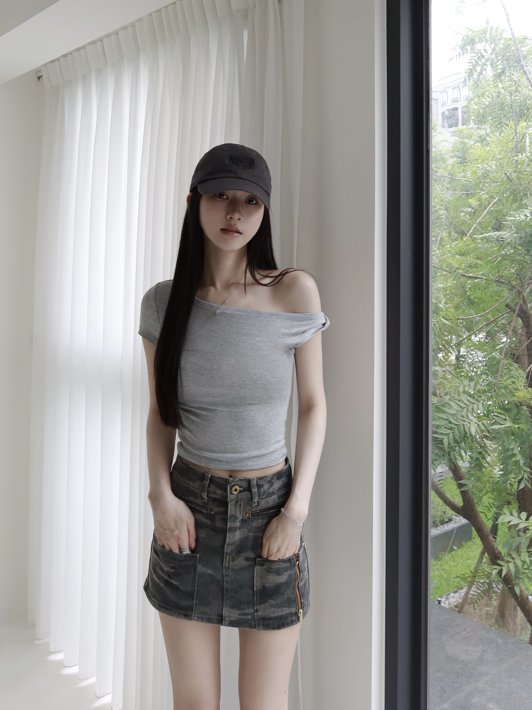 美式迷彩牛仔短裙