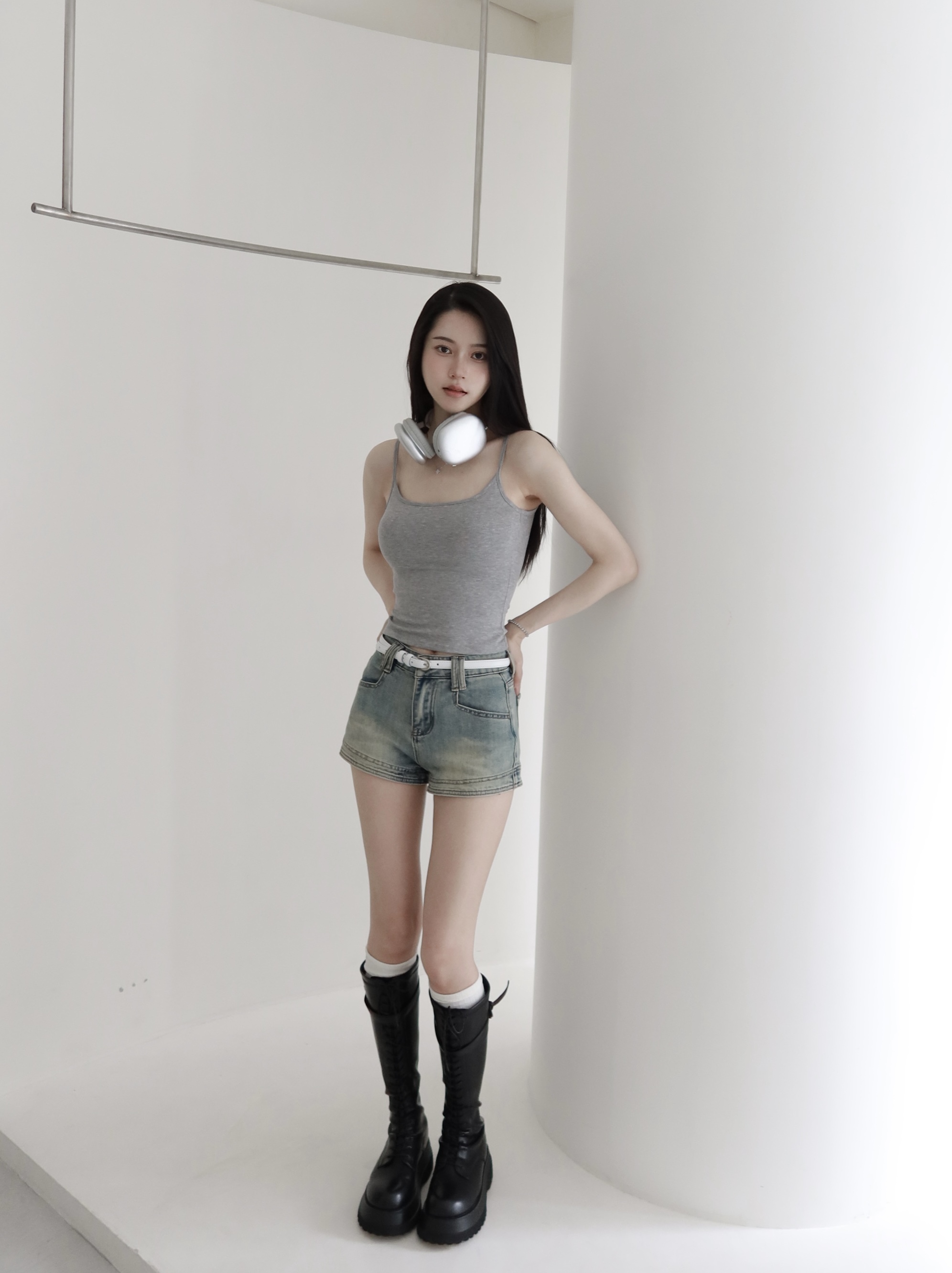 復古刷色牛仔短褲