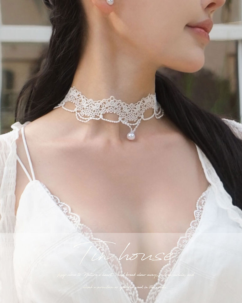 訂製-宮廷蕾絲珍珠頸鏈