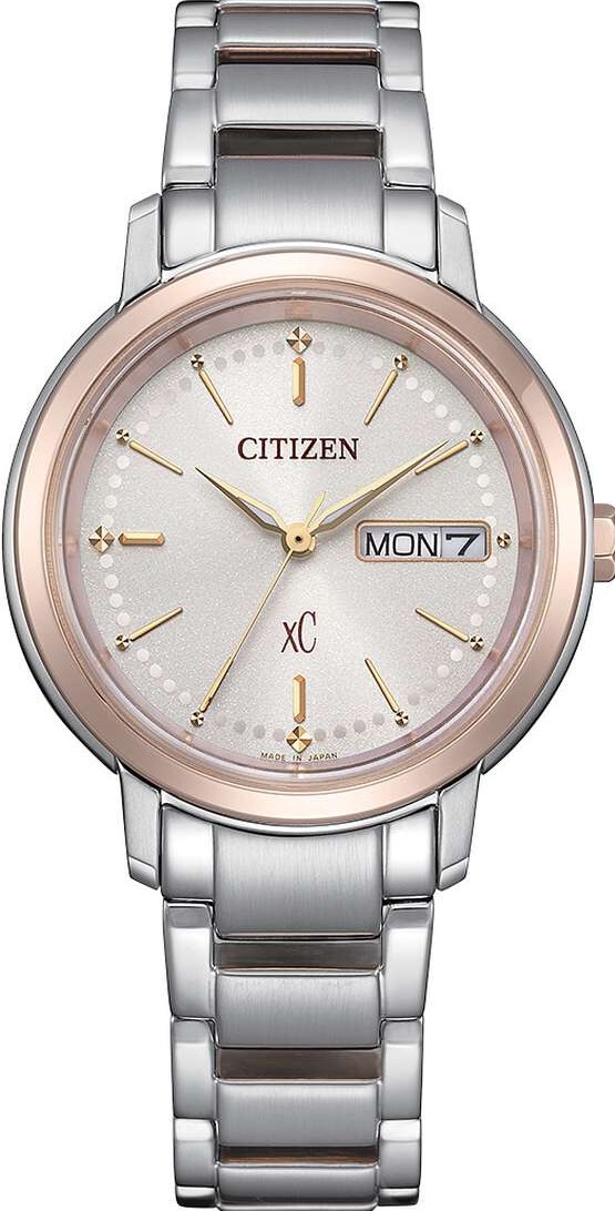 萬年鐘錶 - Citizen 星辰錶  XC   簡約粉紅玫瑰金光動能女錶   EW2429-56X  錶徑32.5MM