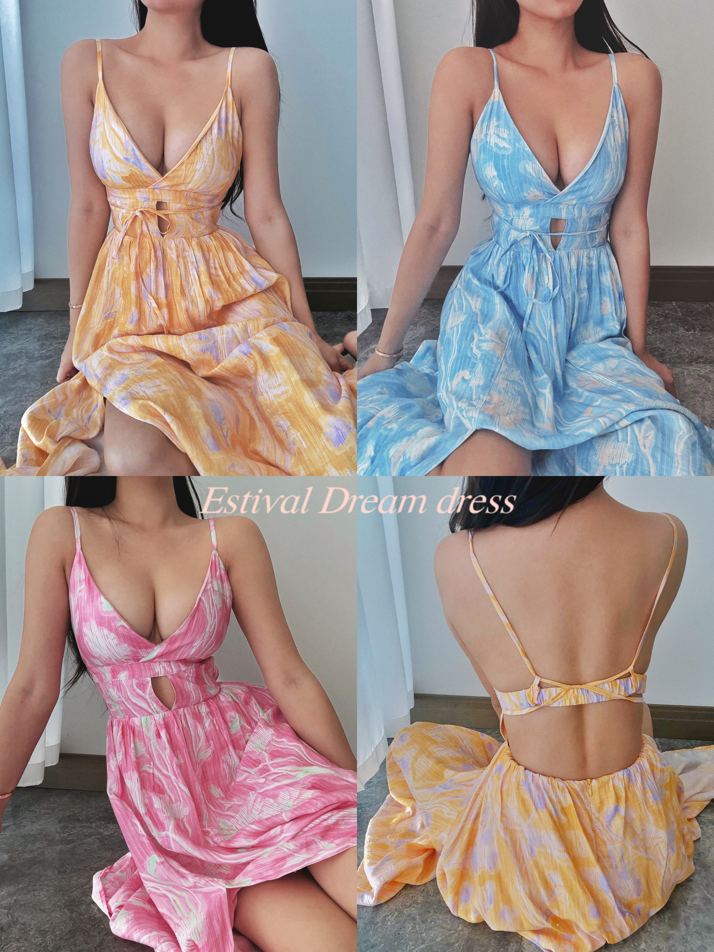 Estival Dream 盛夏之夢 綁帶露背雪紡洋裝