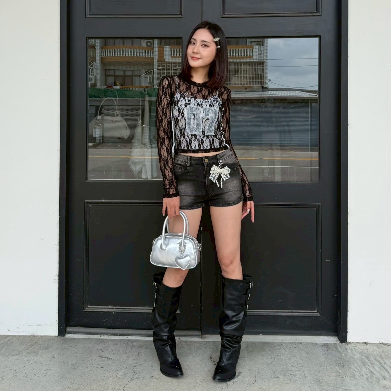 mmb運動風蕾絲透膚上衣