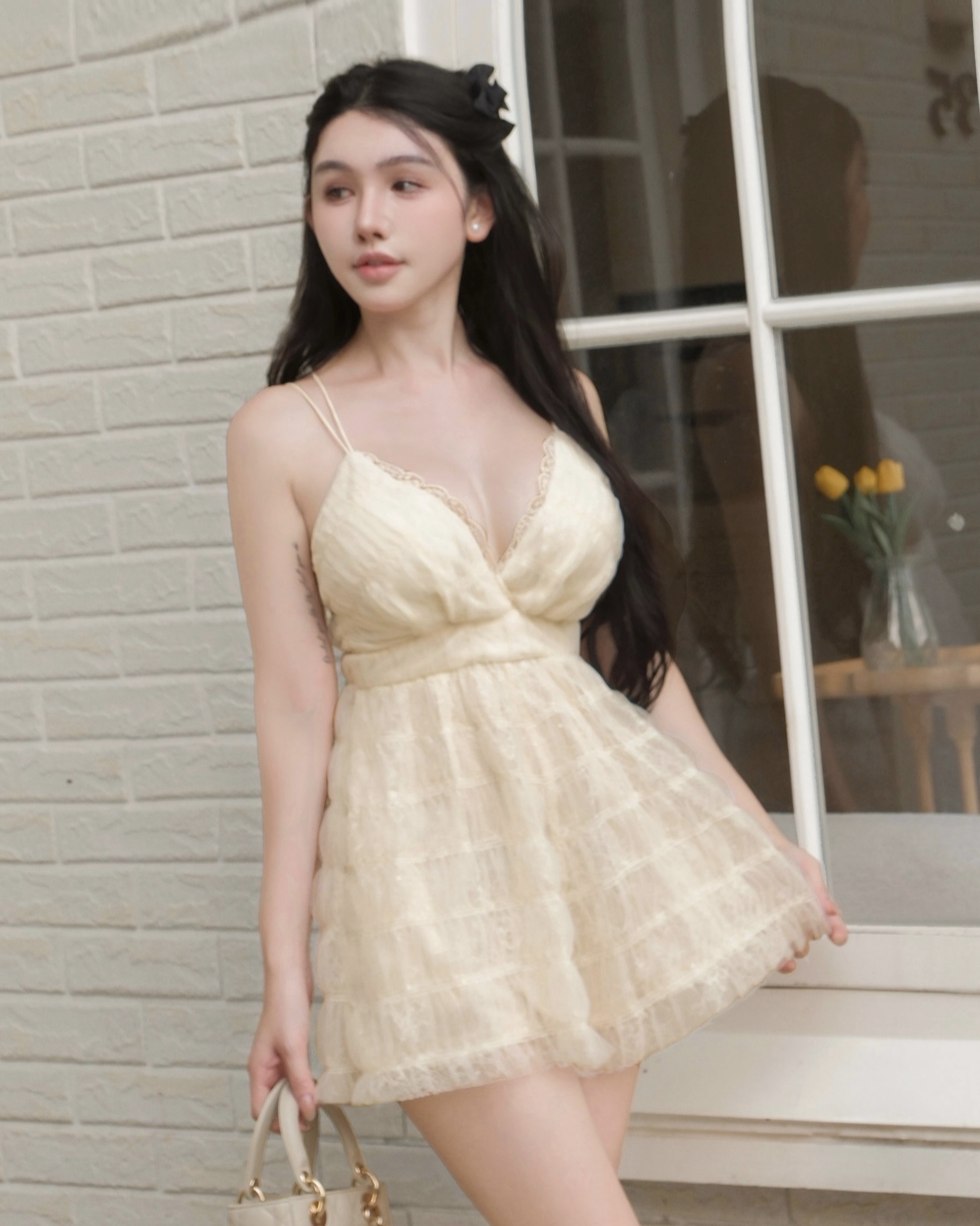 訂製-夢幻亮片蕾絲網紗連身短褲