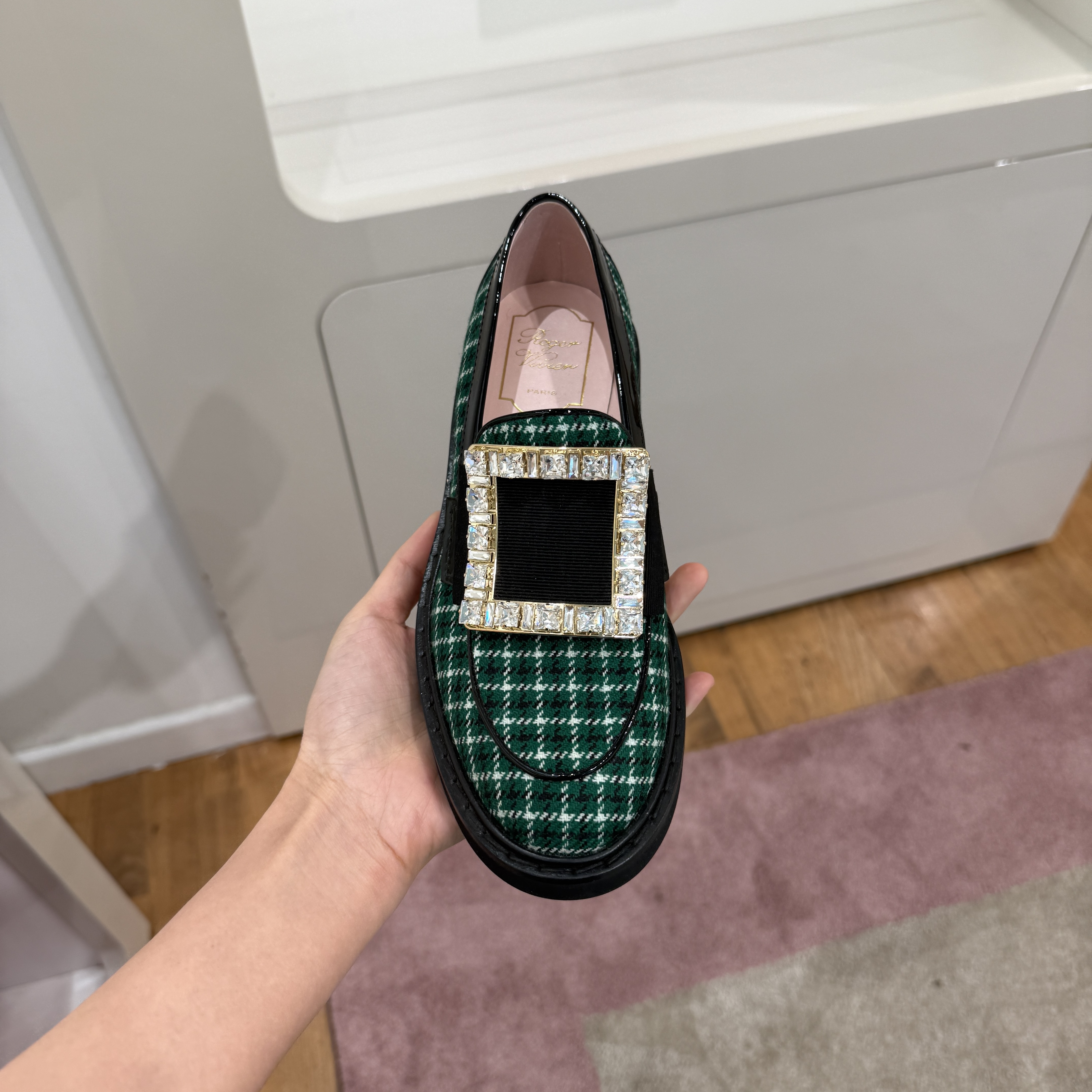 Roger Vivier RV viv rangers stass loafers Green Check