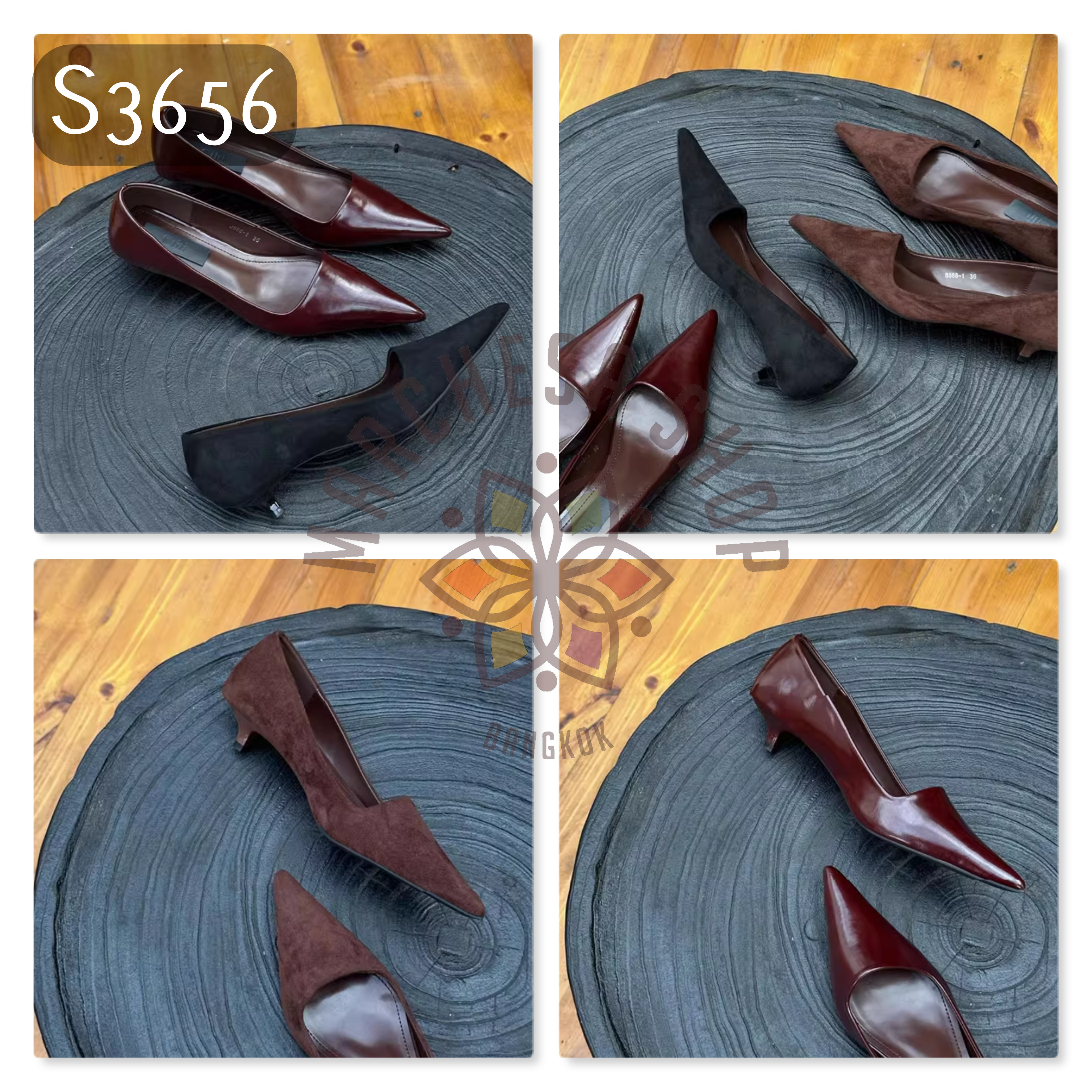 S3656 - 羊皮簡約尖頭低踭鞋